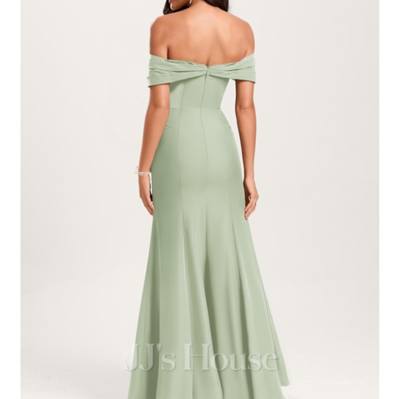 Trumpet/Mermaid Cold Shoulder Off the Shoulder Floor-Length Chiffon Dress - Picture 2 of 6